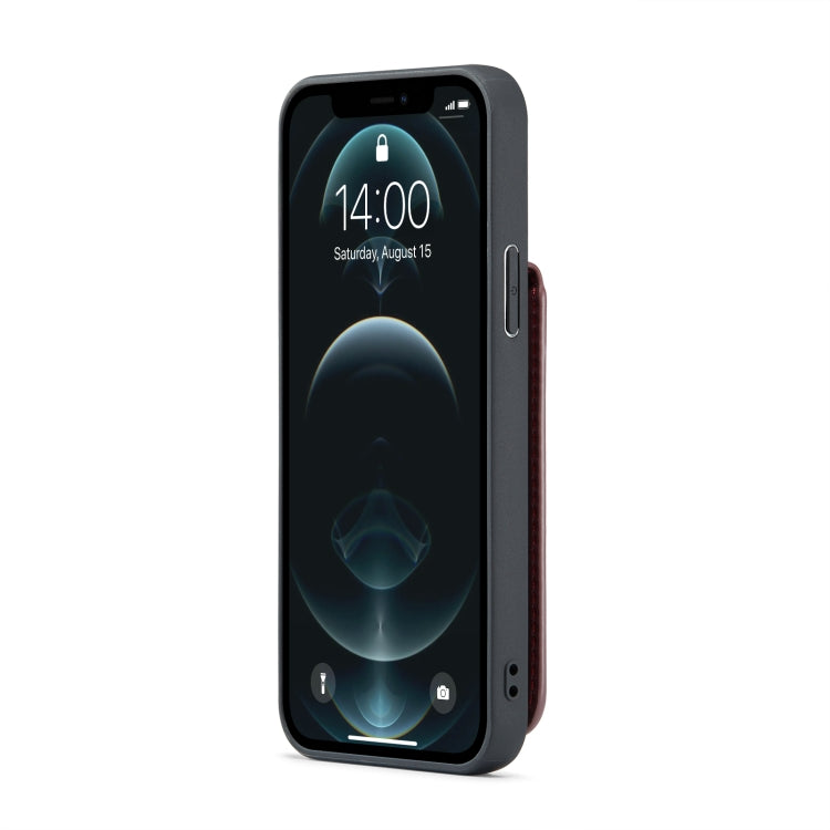 For iPhone 12 Pro Max Fierre Shann Crazy Horse Card Holder Back Cover PU Phone Case(Wine Red) - HoMEdemic™ 
