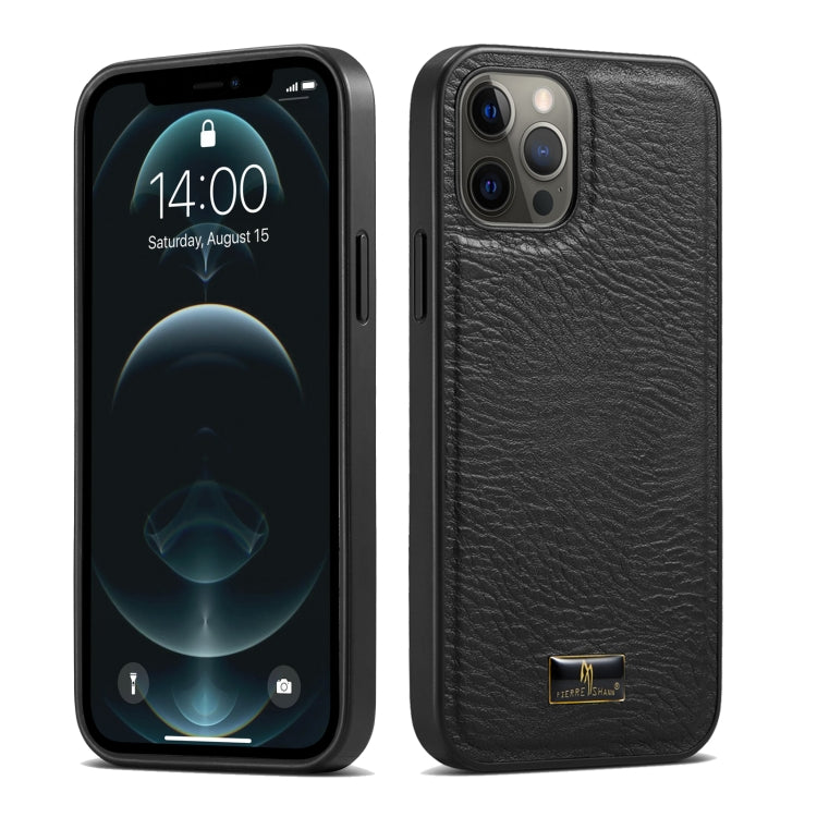 For iPhone 12 Pro Max Fierre Shann Leather Texture Phone Back Cover Case(Cowhide Black) - HoMEdemic™ 