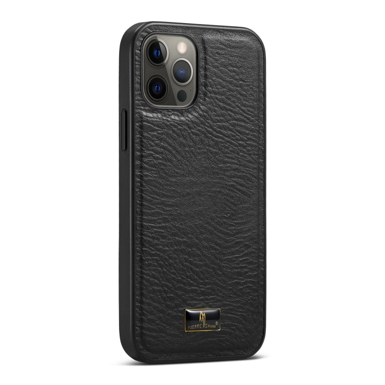For iPhone 12 Pro Max Fierre Shann Leather Texture Phone Back Cover Case(Cowhide Black) - HoMEdemic™ 