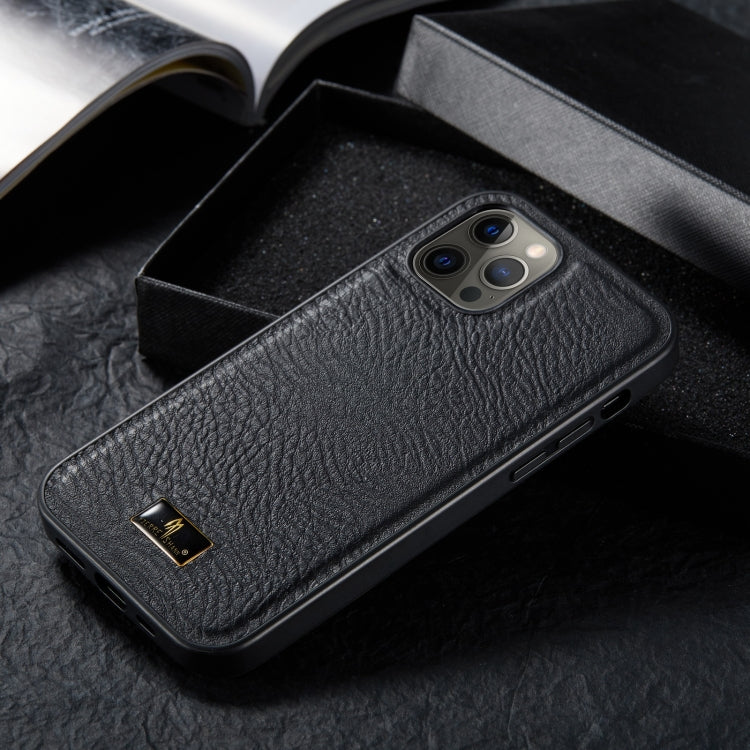 For iPhone 12 Pro Max Fierre Shann Leather Texture Phone Back Cover Case(Cowhide Black) - HoMEdemic™ 