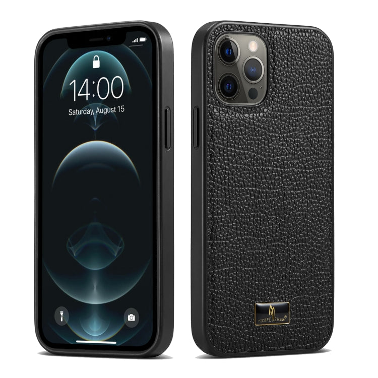 For iPhone 12 Pro Max Fierre Shann Leather Texture Phone Back Cover Case(Lychee Black) - HoMEdemic™ 