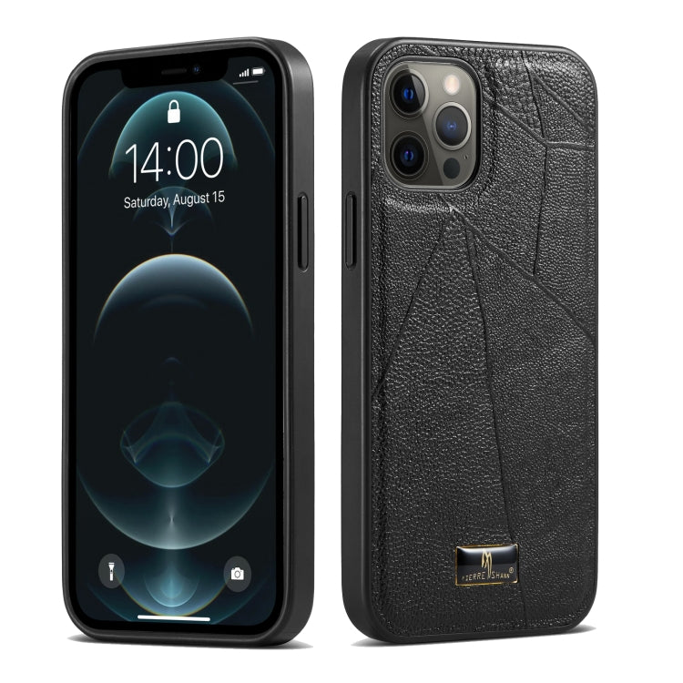 For iPhone 12 Pro Max Fierre Shann Leather Texture Phone Back Cover Case(Ox Tendon Black) - HoMEdemic™ 