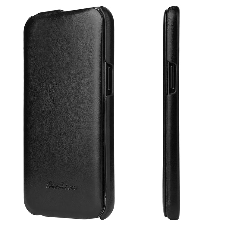 For iPhone 12 Pro Max Fierre Shann Retro Oil Wax Texture Vertical Flip PU Leather Case(Black) - HoMEdemic™ 