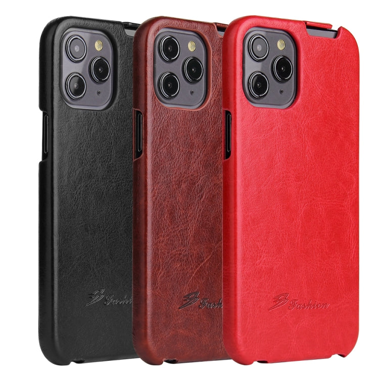 For iPhone 12 Pro Max Fierre Shann Retro Oil Wax Texture Vertical Flip PU Leather Case(Black) - HoMEdemic™ 