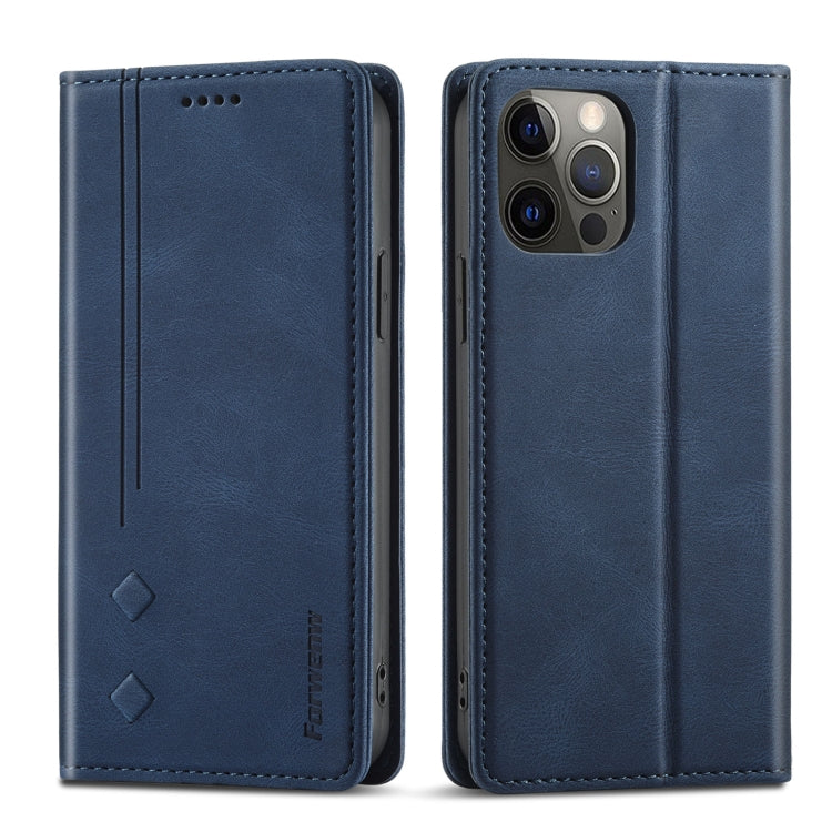 For iPhone 12 Pro Max Forwenw F2 Series Magnetic Horizontal Flip Leather Case with Holder & Card Slots & Wallet(Blue) - HoMEdemic™ 