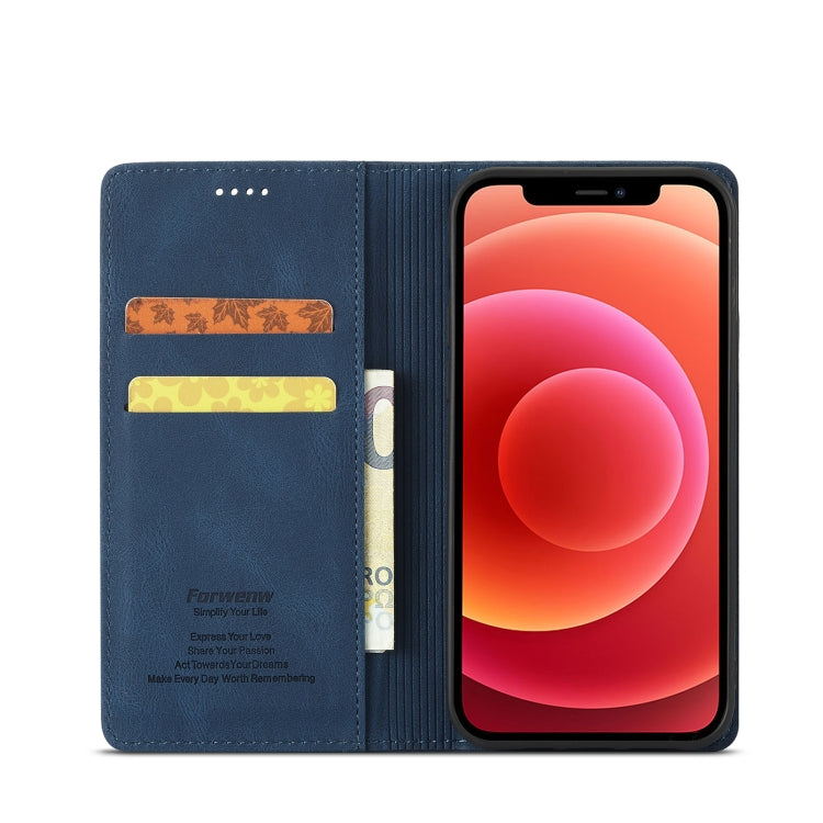 For iPhone 12 Pro Max Forwenw F2 Series Magnetic Horizontal Flip Leather Case with Holder & Card Slots & Wallet(Blue) - HoMEdemic™ 