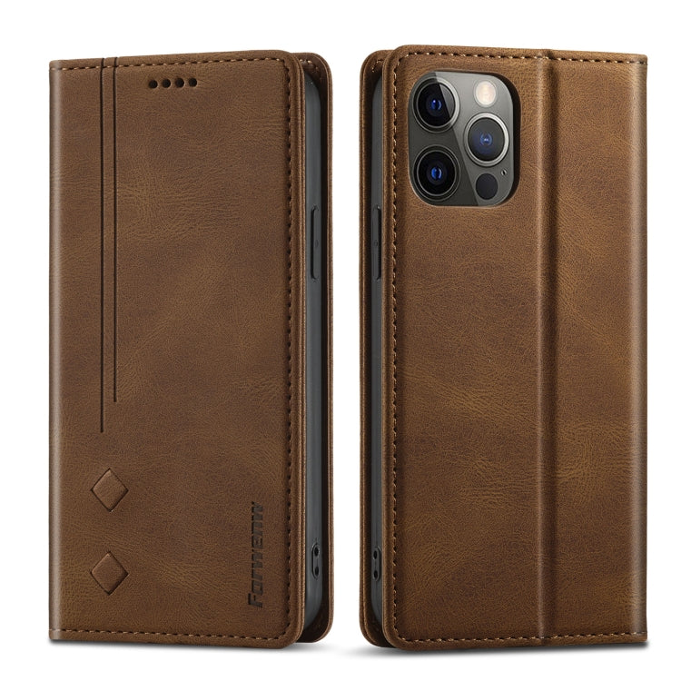 For iPhone 12 Pro Max Forwenw F2 Series Magnetic Horizontal Flip Leather Case with Holder & Card Slots & Wallet(Brown) - HoMEdemic™ 