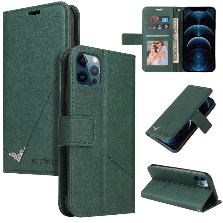 For iPhone 12 Pro Max GQUTROBE Right Angle Leather Phone Case(Green) - HoMEdemic™ 