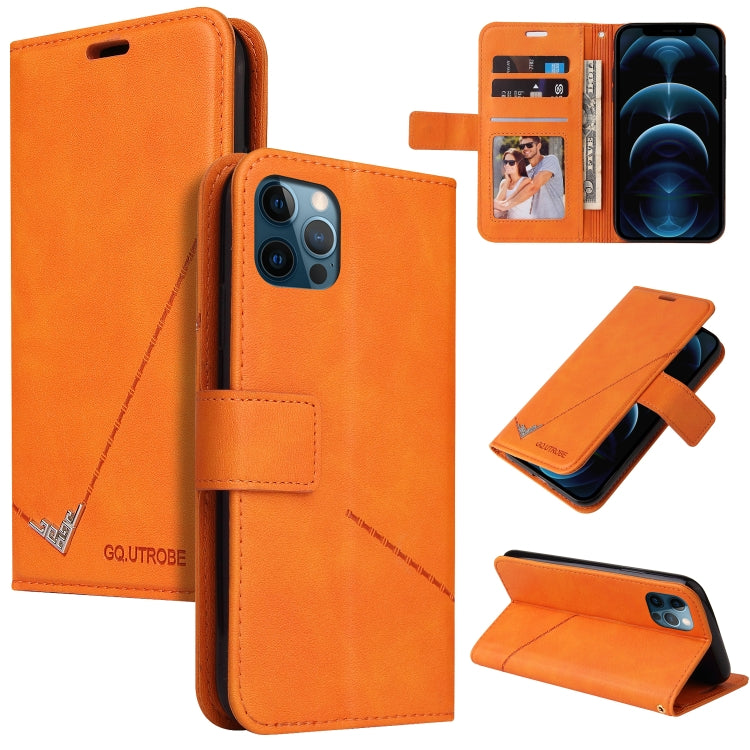 For iPhone 12 Pro Max GQUTROBE Right Angle Leather Phone Case(Orange) - HoMEdemic™ 