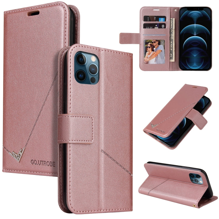 For iPhone 12 Pro Max GQUTROBE Right Angle Leather Phone Case(Rose Gold) - HoMEdemic™ 