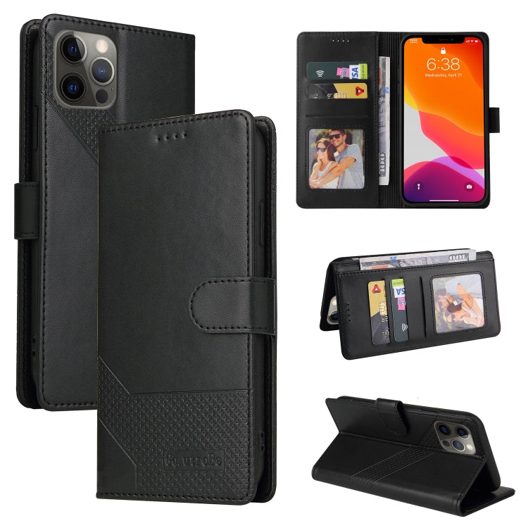 For iPhone 12 Pro Max GQUTROBE Skin Feel Magnetic Leather Phone Case(Black) - HoMEdemic™ 