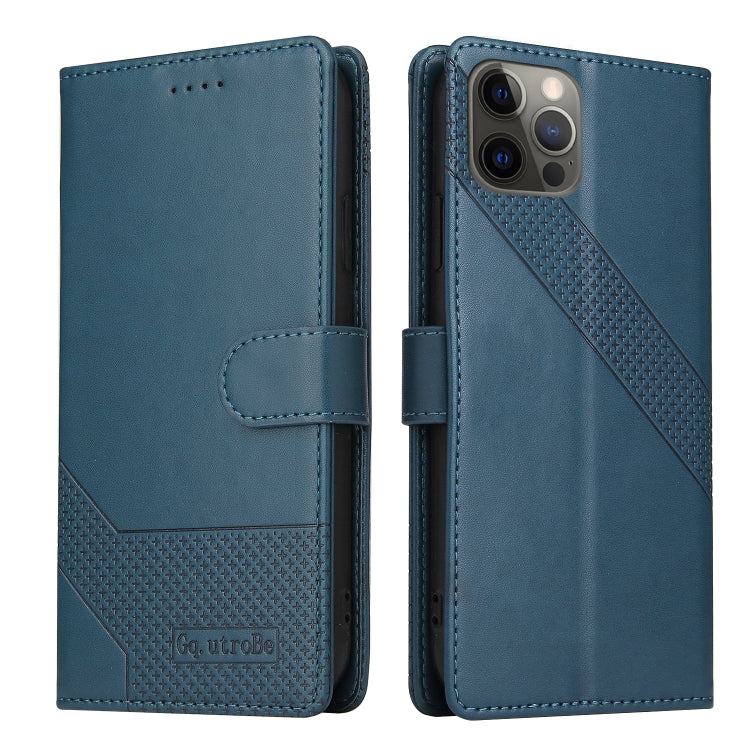 For iPhone 12 Pro Max GQUTROBE Skin Feel Magnetic Leather Phone Case(Blue) - HoMEdemic™ 