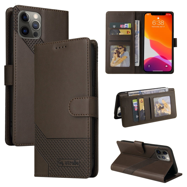 For iPhone 12 Pro Max GQUTROBE Skin Feel Magnetic Leather Phone Case(Brown) - HoMEdemic™ 