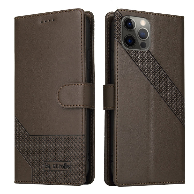 For iPhone 12 Pro Max GQUTROBE Skin Feel Magnetic Leather Phone Case(Brown) - HoMEdemic™ 
