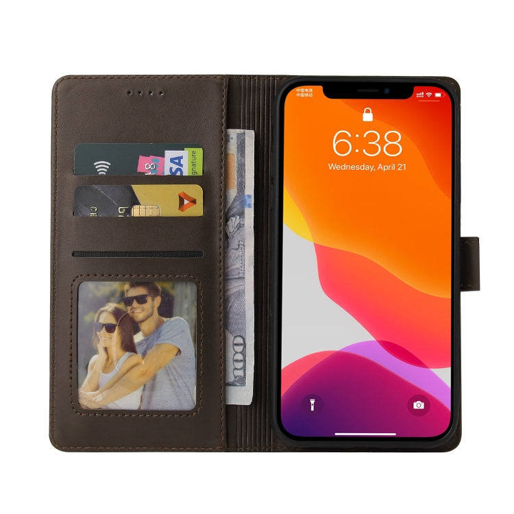 For iPhone 12 Pro Max GQUTROBE Skin Feel Magnetic Leather Phone Case(Brown) - HoMEdemic™ 