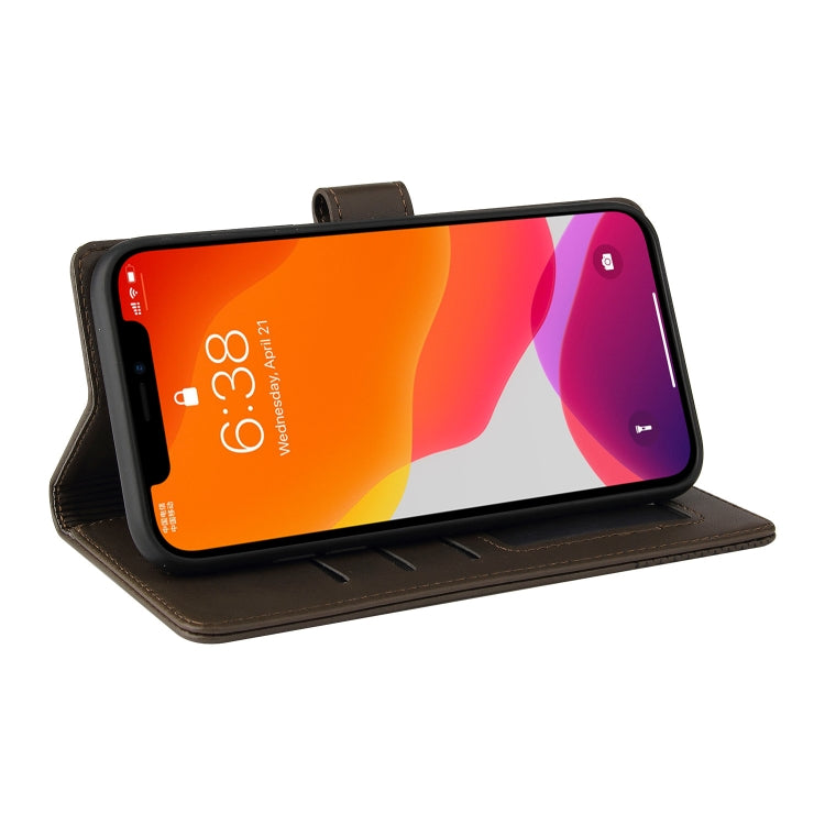 For iPhone 12 Pro Max GQUTROBE Skin Feel Magnetic Leather Phone Case(Brown) - HoMEdemic™ 