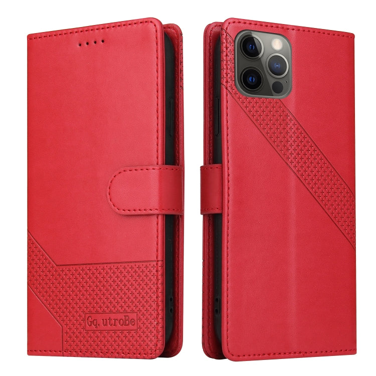 For iPhone 12 Pro Max GQUTROBE Skin Feel Magnetic Leather Phone Case(Red) - HoMEdemic™ 