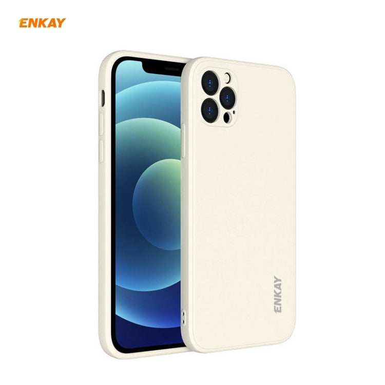 For iPhone 12 Pro Max Hat-Prince ENKAY ENK-PC070 Liquid Silicone Straight Edge Shockproof Protective Case(Beige) - HoMEdemic™ 
