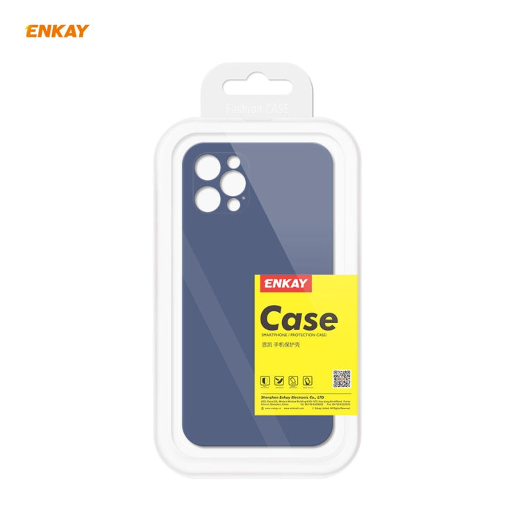 For iPhone 12 Pro Max Hat-Prince ENKAY ENK-PC0702 Liquid Silicone Straight Edge Shockproof Case + 0.26mm 9H 2.5D Full Glue Tempered Glass Film(Dark Green) - HoMEdemic™ 