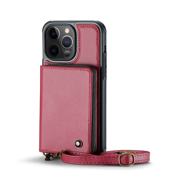 For iPhone 12 Pro Max JEEHOOD C22 Series Zipper Wallet Leather Phone Case with Dual Lanyard(Red) - HoMEdemic™ 