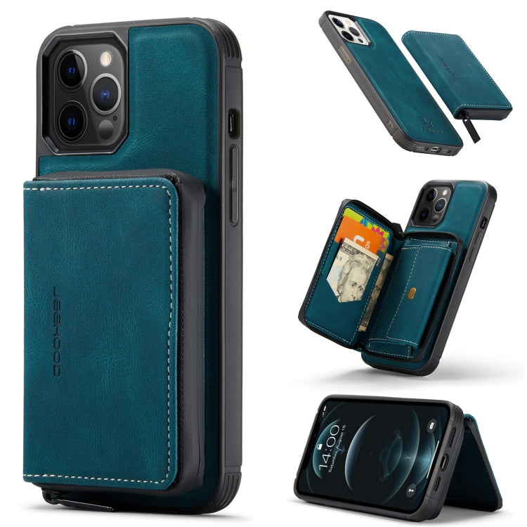 For iPhone 12 Pro Max JEEHOOD Magnetic Zipper Horizontal Flip Leather Case with Holder & Card Slot & Wallet(Blue) - HoMEdemic™ 
