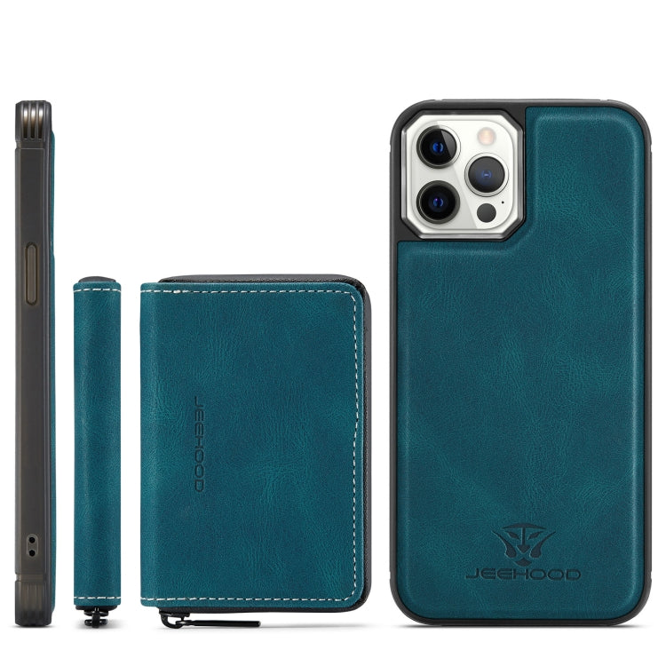 For iPhone 12 Pro Max JEEHOOD Magnetic Zipper Horizontal Flip Leather Case with Holder & Card Slot & Wallet(Blue) - HoMEdemic™ 