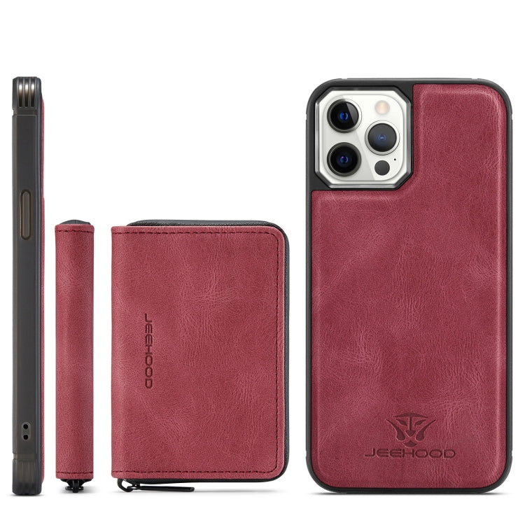 For iPhone 12 Pro Max JEEHOOD Magnetic Zipper Horizontal Flip Leather Case with Holder & Card Slot & Wallet(Red) - HoMEdemic™ 