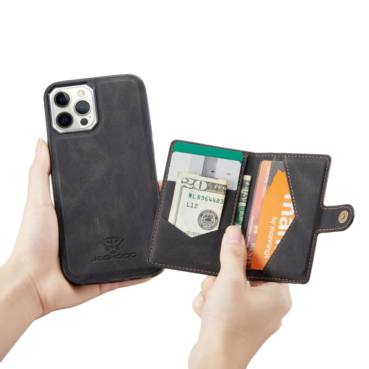 For iPhone 12 Pro Max JEEHOOD Retro Magnetic Detachable Protective Case with Wallet & Card Slot & Holder(Black) - HoMEdemic™ 