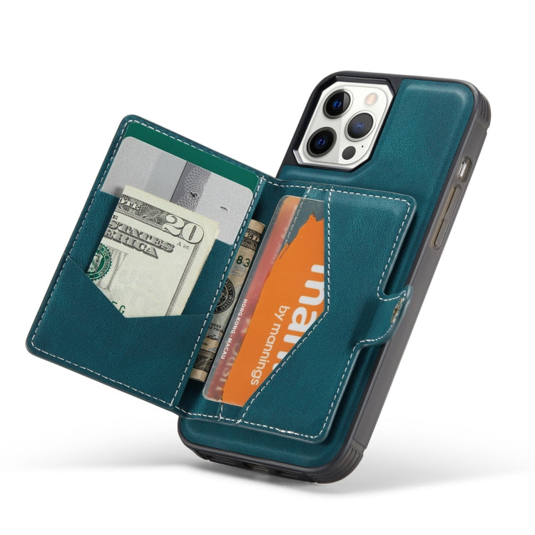 For iPhone 12 Pro Max JEEHOOD Retro Magnetic Detachable Protective Case with Wallet & Card Slot & Holder(Blue) - HoMEdemic™ 