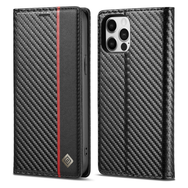 For iPhone 12 Pro Max LC.IMEEKE Carbon Fiber PU + TPU Horizontal Flip Leather Case with Holder & Card Slot & Wallet(Vertical Black) - HoMEdemic™ 