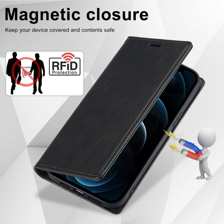For iPhone 12 Pro Max LC.IMEEKE RFID Anti-theft Leather Phone Case(Black) - HoMEdemic™ 