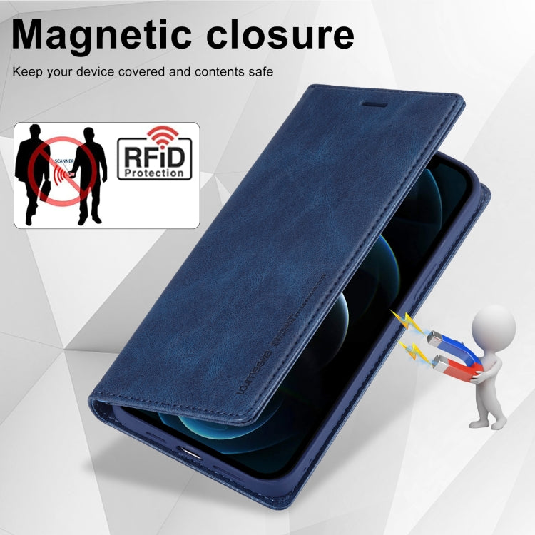 For iPhone 12 Pro Max LC.IMEEKE RFID Anti-theft Leather Phone Case(Blue) - HoMEdemic™ 