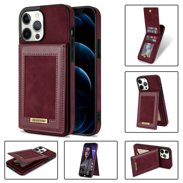 For iPhone 12 Pro Max N.BEKUS Vertical Flip Card Slot RFID Phone Case(Wine Red) - HoMEdemic™ 