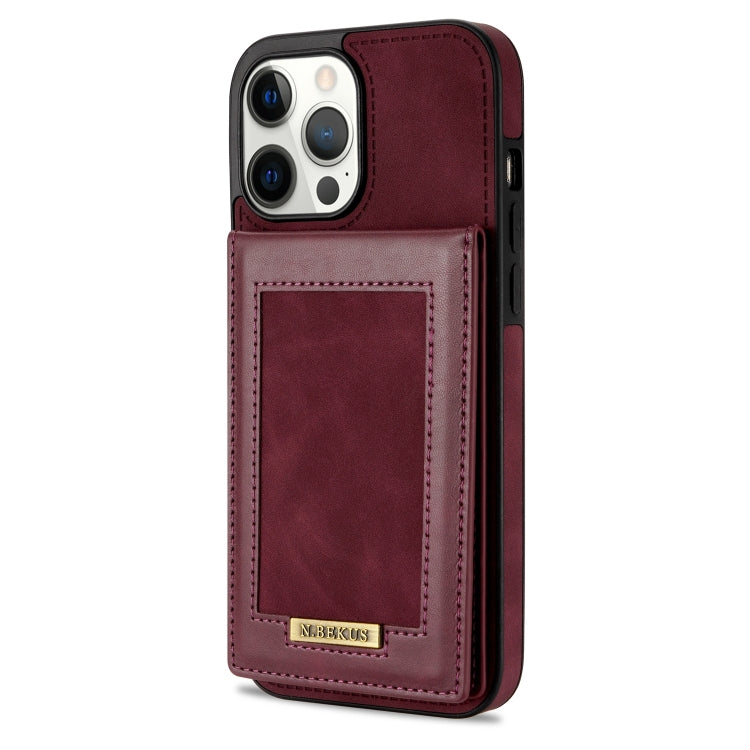 For iPhone 12 Pro Max N.BEKUS Vertical Flip Card Slot RFID Phone Case(Wine Red) - HoMEdemic™ 