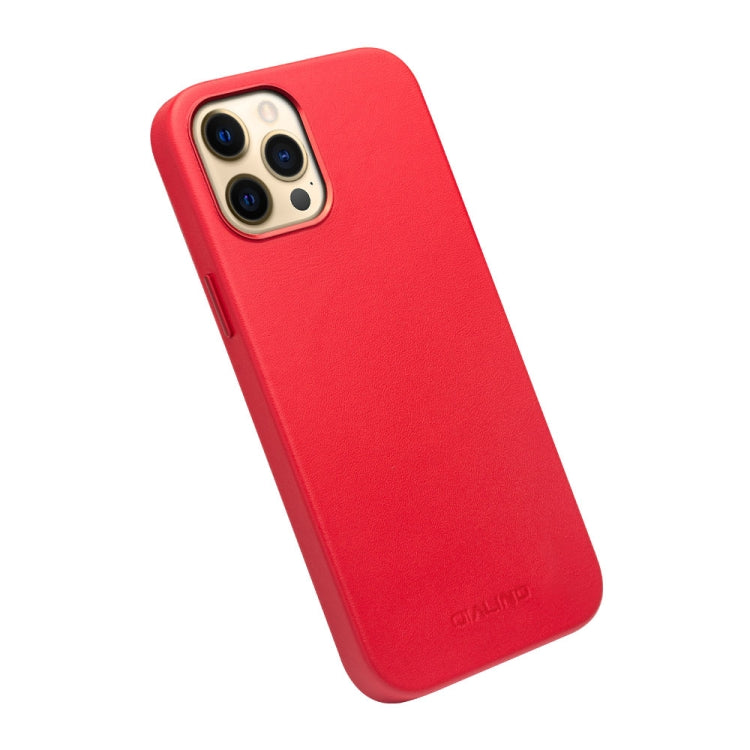 For iPhone 12 Pro Max QIALINO Nappa Leather Shockproof Magsafe Case(Red) - HoMEdemic™ 