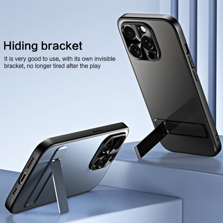 For iPhone 12 Pro Max R-JUST RJ-61 Electroplating Frosted TPU + PC Phone Case with Holder(Blue) - HoMEdemic™ 