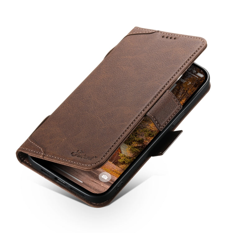 For iPhone 12 Pro Max SUTENI J07 Multifunctional Horizontal Flip Magsafe Leather Phone Case(Brown) - HoMEdemic™ 