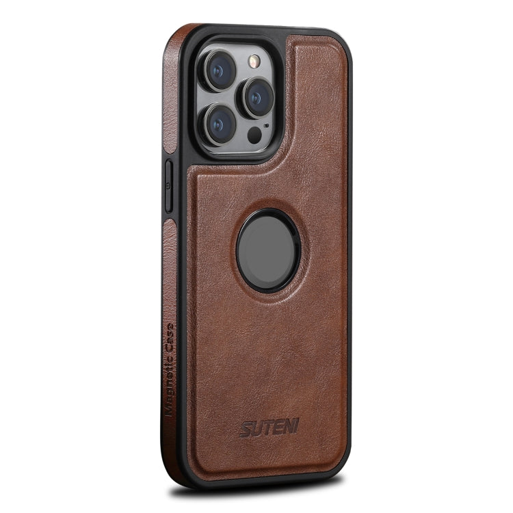 For iPhone 12 Pro Max Suteni G1 Magsafe Leather Back Phone Case(Brown) - HoMEdemic™ 
