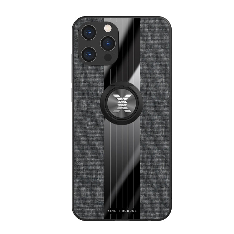For iPhone 12 Pro Max XINLI Stitching Cloth Textue Shockproof TPU Protective Case with Ring Holder(Black) - HoMEdemic™ 