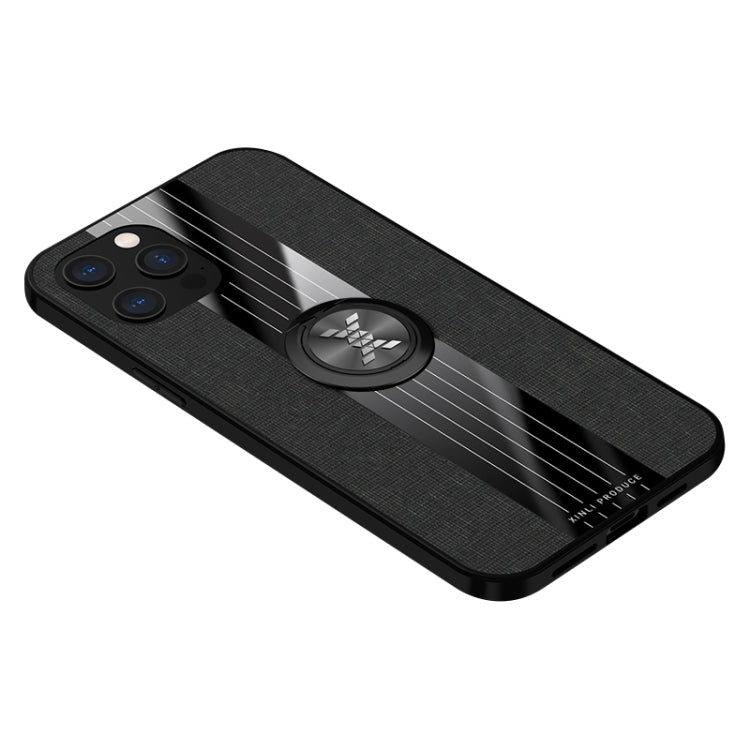 For iPhone 12 Pro Max XINLI Stitching Cloth Textue Shockproof TPU Protective Case with Ring Holder(Black) - HoMEdemic™ 