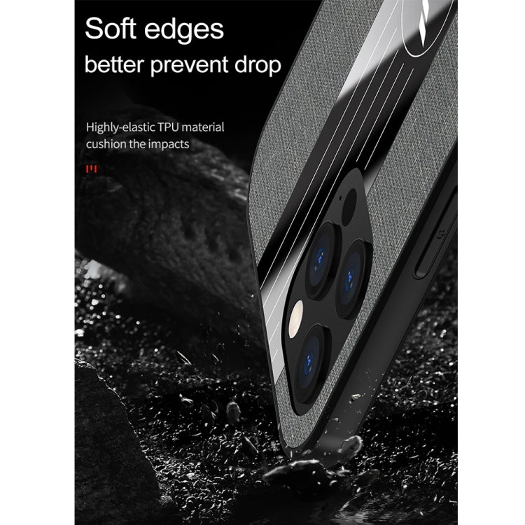 For iPhone 12 Pro Max XINLI Stitching Cloth Textue Shockproof TPU Protective Case with Ring Holder(Grey) - HoMEdemic™ 