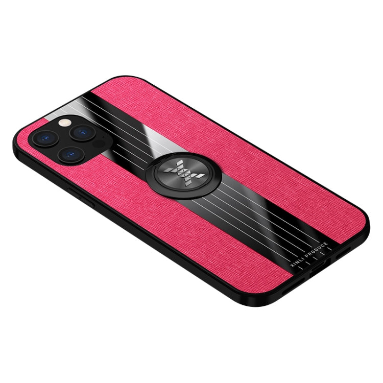 For iPhone 12 Pro Max XINLI Stitching Cloth Textue Shockproof TPU Protective Case with Ring Holder(Red) - HoMEdemic™ 