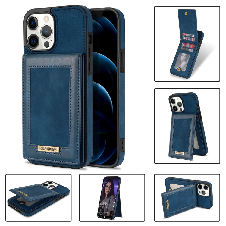 For iPhone 12 Pro N.BEKUS Vertical Flip Card Slot RFID Phone Case(Blue) - HoMEdemic™ 