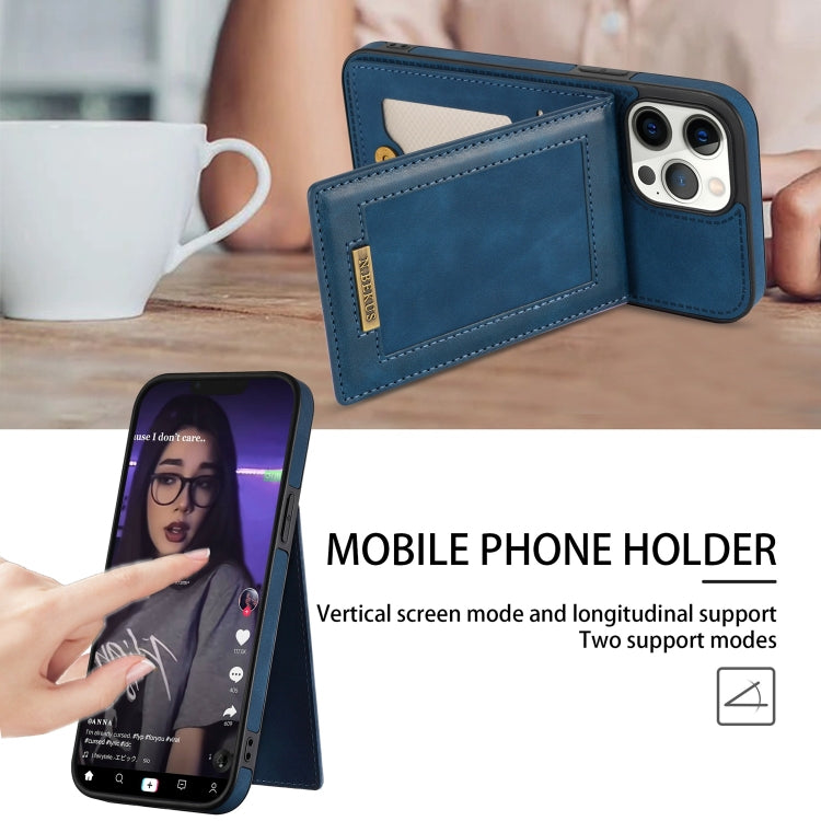 For iPhone 12 Pro N.BEKUS Vertical Flip Card Slot RFID Phone Case(Blue) - HoMEdemic™ 