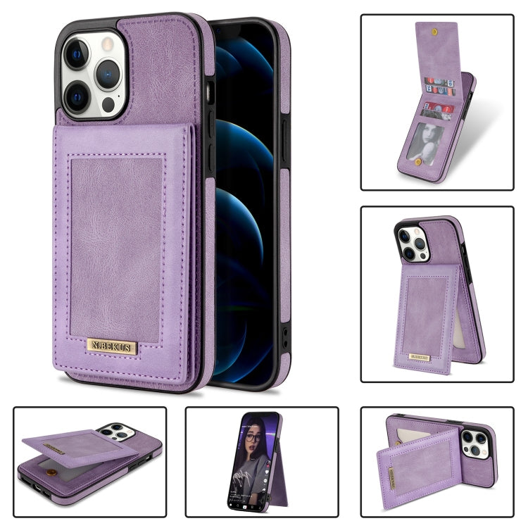 For iPhone 12 Pro N.BEKUS Vertical Flip Card Slot RFID Phone Case(Purple) - HoMEdemic™ 