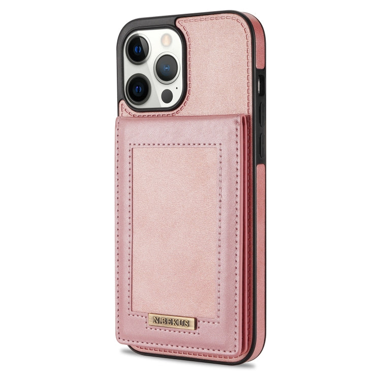 For iPhone 12 Pro N.BEKUS Vertical Flip Card Slot RFID Phone Case(Rose Gold) - HoMEdemic™ 