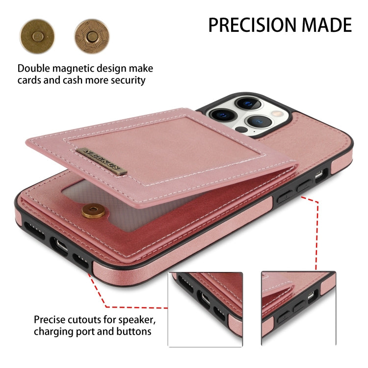 For iPhone 12 Pro N.BEKUS Vertical Flip Card Slot RFID Phone Case(Rose Gold) - HoMEdemic™ 