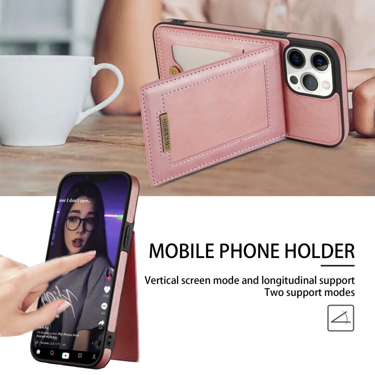 For iPhone 12 Pro N.BEKUS Vertical Flip Card Slot RFID Phone Case(Rose Gold) - HoMEdemic™ 