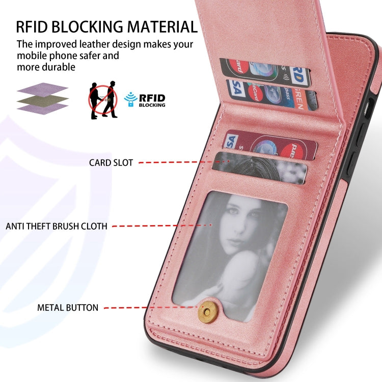 For iPhone 12 Pro N.BEKUS Vertical Flip Card Slot RFID Phone Case(Rose Gold) - HoMEdemic™ 