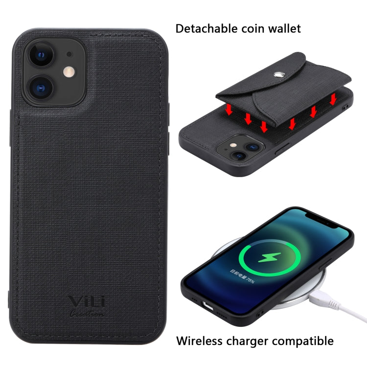 For iPhone 12 Pro ViLi T Series TPU + PU Woven Fabric Magnetic Protective Case with Wallet(Black) - HoMEdemic™ 